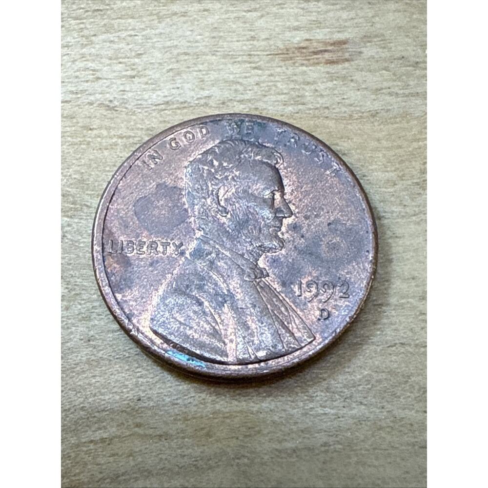 1992 Lincoln Cent Partial Collar Die Deterioration Lamination Error